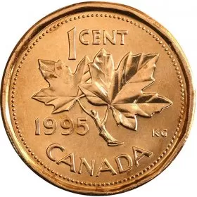 1995 Canadian 1-Cent Maple Leaf Twig Penny Coin (Brilliant Uncirculated)