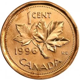 1996 Canadian 1-Cent Maple Leaf Twig Penny Coin (Brilliant Uncirculated)