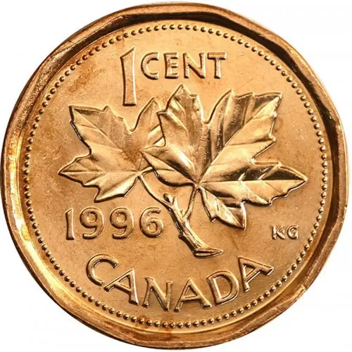 1996 Canadian 1-Cent Maple Leaf Twig Penny Coin (Brilliant Uncirculated)