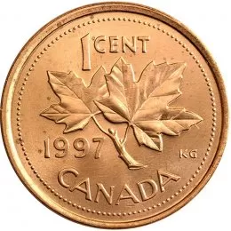1997 Canadian 1-Cent Maple Leaf Twig Penny Coin (Brilliant Uncirculated)