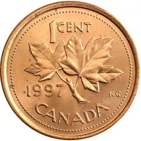 1997 Canadian 1-Cent Maple Leaf Twig Penny Coin (Brilliant Uncirculated)