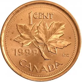 1999 Canadian 1-Cent Maple Leaf Twig Penny Coin (Brilliant Uncirculated)