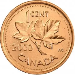 2000 Canadian 1-Cent Maple Leaf Twig Penny Coin (Brilliant Uncirculated)