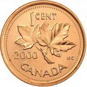 2000 Canadian 1-Cent Maple Leaf Twig Penny Coin (Brilliant Uncirculated)