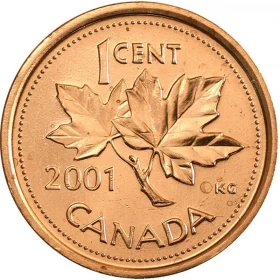 2001 Canadian 1-Cent Maple Leaf (Brilliant Uncirculated)