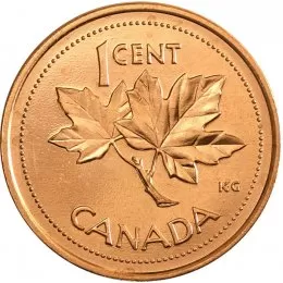 2002-P (1952-) Canadian 1-Cent Maple Leaf Twig/Queen's Jubilee Penny Coin (Brilliant Uncirculated)