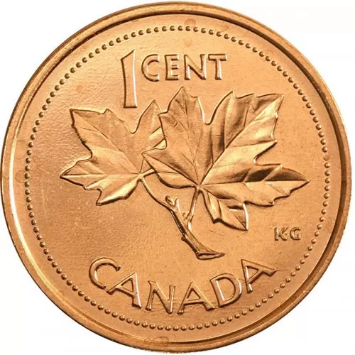 2002-P (1952-) Canadian 1-Cent Maple Leaf Twig/Queen's Jubilee Penny Coin (Brilliant Uncirculated)