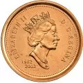 2002 (1952-) Canadian 1-Cent Maple Leaf Twig/Queen's Jubilee Penny Coin (Brilliant Uncirculated)