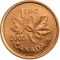 2005 Canadian 1-Cent Maple Leaf Twig Penny Original Coin Roll