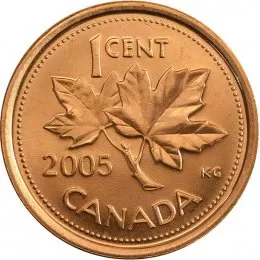2005-P Canadian 1-Cent Maple Leaf Twig Penny Coin (Brilliant Uncirculated)