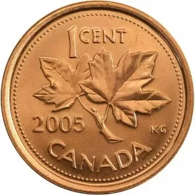 2005 Canadian 1-Cent Maple Leaf Twig Penny Coin (Brilliant Uncirculated)