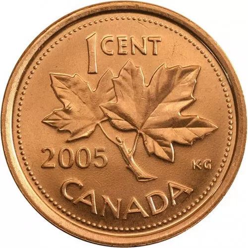 2005 Canadian 1-Cent Maple Leaf Twig Penny Coin (Brilliant Uncirculated)