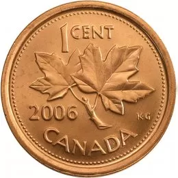2006-P MAGNETIC Canadian 1-Cent Maple Leaf Twig Penny Coin (Brilliant Uncirculated)