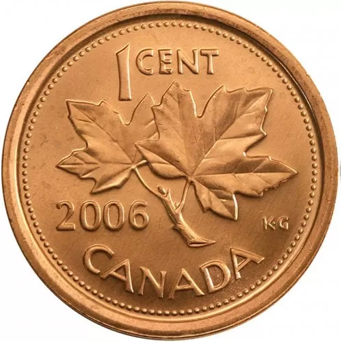 2006 MAGNETIC/RCM LOGO Canadian 1-Cent Maple Leaf Twig Penny Coin (Brilliant Uncirculated)