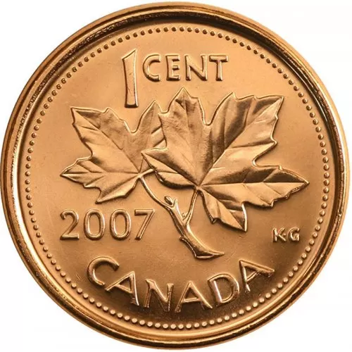2007 MAGNETIC Canadian 1-Cent Maple Leaf Twig Penny Coin (Brilliant Uncirculated)