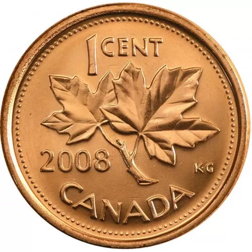 2008 MAGNETIC Canadian 1-Cent Maple Leaf Twig Penny Coin (Brilliant Uncirculated)