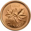 2010 NON-MAGNETIC Canadian 1-Cent Maple Leaf Twig Penny Original Coin Roll 