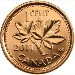 2011 NON-MAGNETIC Canadian 1-Cent Maple Leaf Twig Penny Coin (Brilliant Uncirculated)