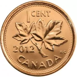 2012 NON-MAGNETIC Canadian 1-Cent Maple Leaf Twig Penny Coin (Brilliant Uncirculated)