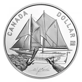 2021 (1921-) Canadian $1 Bluenose Schooner 100th Anniv Proof Silver Dollar Coin-no outside box