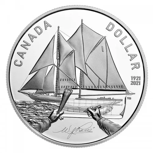 2021 (1921-) Canadian $1 Bluenose Schooner 100th Anniv Proof Silver Dollar Coin-no outside box