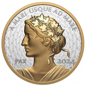 2024 Canadian $1 Peace Dollar - 1 oz Fine Silver Gold-plated Coin