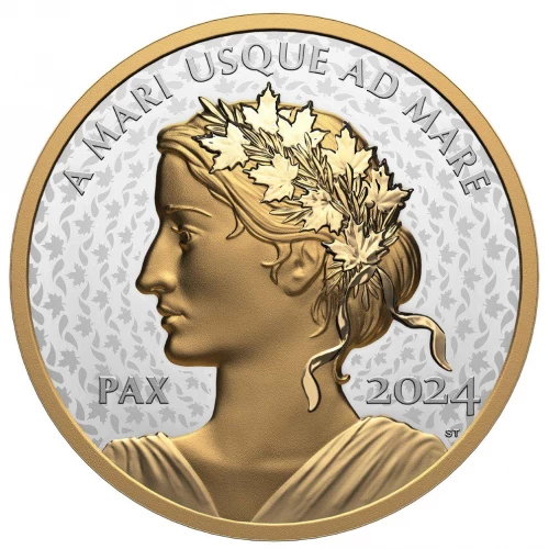 2024 Canadian $1 Peace Dollar - 1 oz Fine Silver Gold-plated Coin