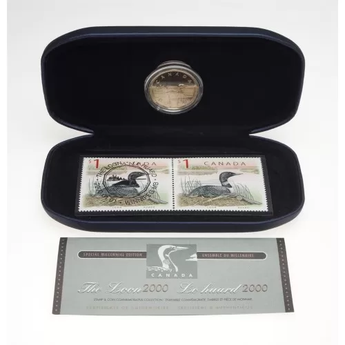 2000 Canada Special Millennium Edition $1 Coin & Stamp Commemorative Collection - Loon