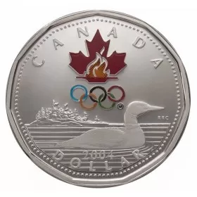 2004 Canadian $1 Olympic Lucky Loonie Proof Sterling Silver Dollar Coin