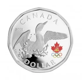 2008 Canadian $1 Olympic Lucky Loonie Coloured Sterling Silver Dollar Coin