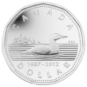 2012 (1987-) Canadian $1 25th Anniversary of the Loonie Silver-plated Dollar Coin & Booklet