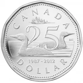 2012 (1987-) Canadian $1 25th Anniversary of the Loonie Proof Silver Dollar Coin