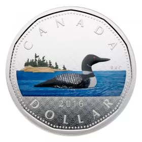 2016 Canadian $1 Big Coin Series: Loon 5-ounce Fine Silver Coloured Dollar Coin-no outside box