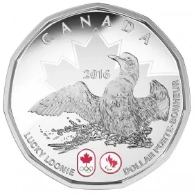 2016 Canadian $1 Olympic Lucky Loonie Silver Dollar Coin