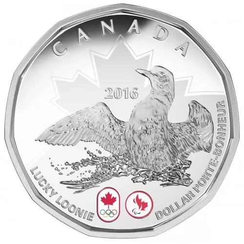 2016 Canadian $1 Olympic Lucky Loonie Silver Dollar Coin