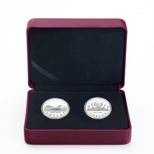 2017 (1987-) Canadian $1 30th Anniversary of the Loonie Fine Silver 2-Coin Set-no outside box