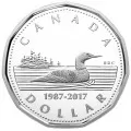 2017 (1987-) Canadian $1 30th Anniversary of the Loonie Fine Silver 2-Coin Set-no outside box