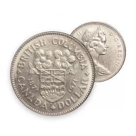 1971 (1871-) Canadian $1 British Columbia Centennial Dollar Coin (Circulated)