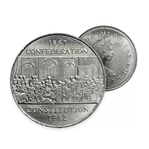 1982 Canadian $1 Dollar - 1867 Confederation Constitution Coin (Circulated)