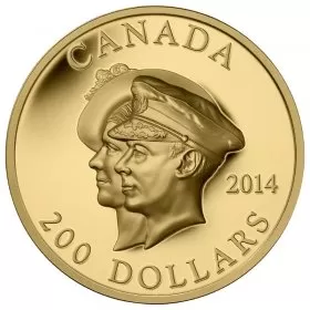 2014 Canadian $200 75th Anniversary of the First Royal Visit - Pure Gold Coin (Ultra-High Relief)