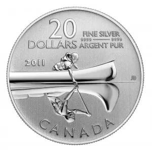 2011 Canadian $20 for $20 Canoe Fine Silver Commemorative Coin-coin in capsule only 2011 Canadian $20 for $20 Canoe Fine Silver Commemorative Coin-coin in capsule only