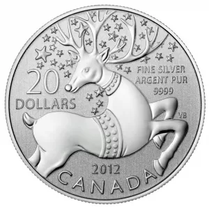 2012 Canadian $20 for $20 Magical Reindeer Fine Silver Coin - Coin in Capsule Only