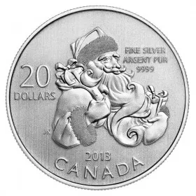 2013 Canadian $20 for $20 Santa Fine Silver Coin - Coin In Capsule Only