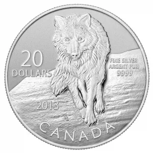 2013 Canadian $20 for $20 Wolf Fine Silver Coin - Coin in Capsule Only