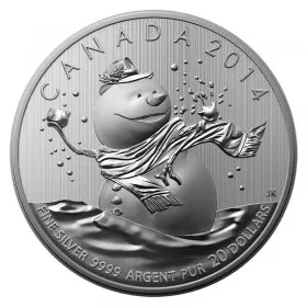2014 Canadian $20 for $20 Snowman Fine Silver Coin