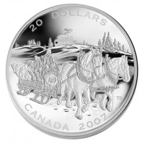2007 Canadian $20 Holiday Sleigh Ride 1 oz Fine Silver Coin-coin is toned