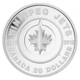 2011-2012 Canadian $20 NHL® Winnipeg Jets 1 oz Fine Silver Coin - No beauty box, lightly tarnished