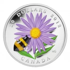 2012 Canadian $20 Aster with Venetian Glass Bumblebee 1 oz Fine Silver Coin
