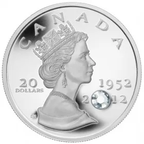 2012 (1952-) Canadian $20 Queen's Diamond Jubilee Swarovski® Crystal & Fine Silver Coin