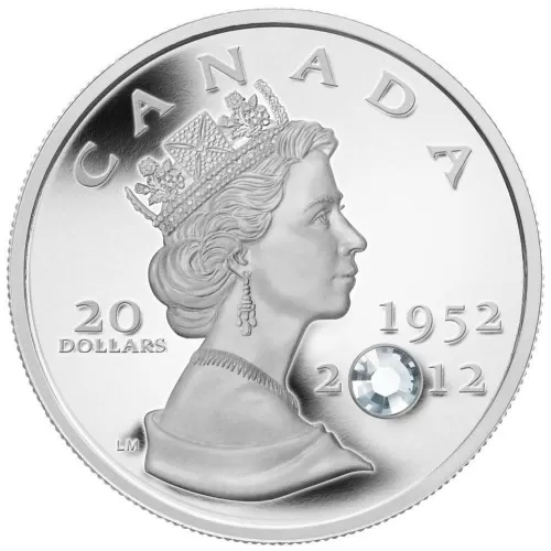 2012 (1952-) Canadian $20 Queen's Diamond Jubilee Swarovski® Crystal & Fine Silver Coin